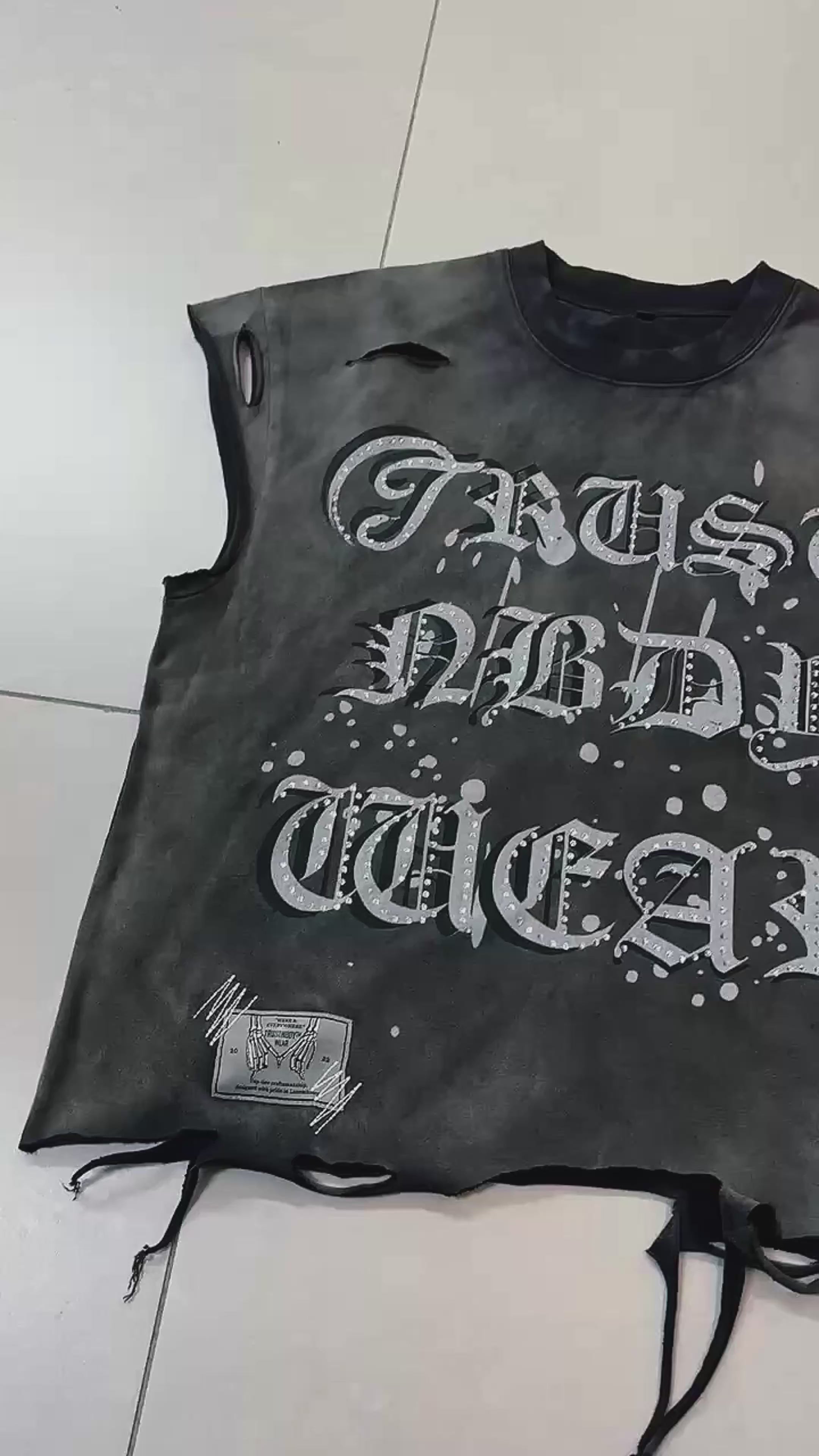 Load video: TRUSTNBDYWEAR@ craftsmanship - distressed detailing, luxury finish, and the essence of urban perfection.